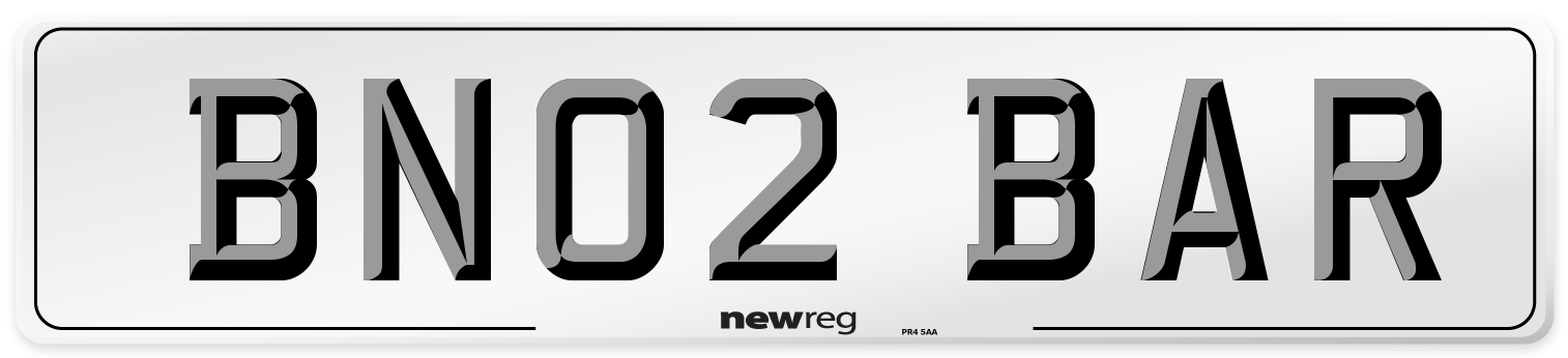 BN02 BAR Number Plate from New Reg